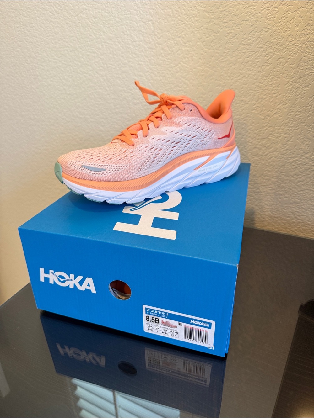 Hoka Women's Athletic Running Shoe in Coral Peach